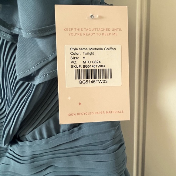 Birdy Grey Michelle Chiffon Bridesmaids Dress New With Tags Size M Twilight - Picture 3 of 7